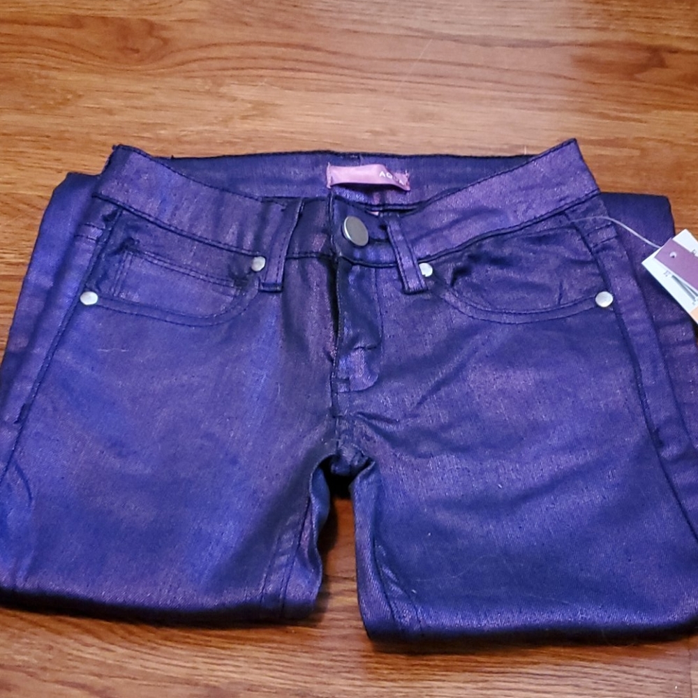 Girl Aqua Purple iridescent skinny jean